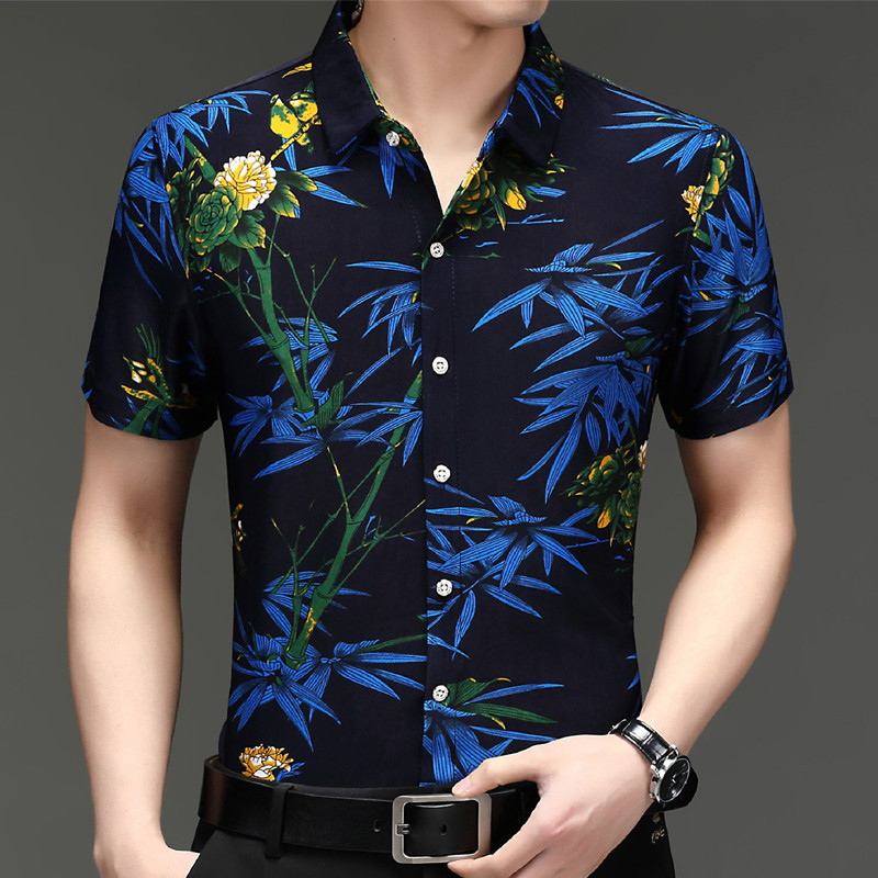  Men's Casual Resort Landmark Print Shirt