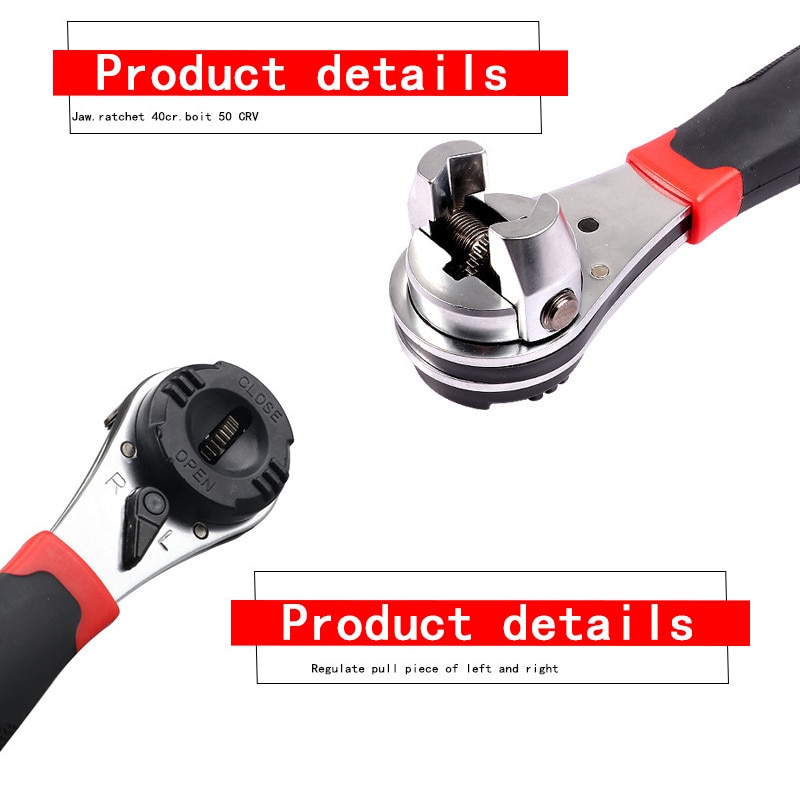 Performance Tool 8 Inch Adjustable Dual Drive Ratchet Socket Wrench