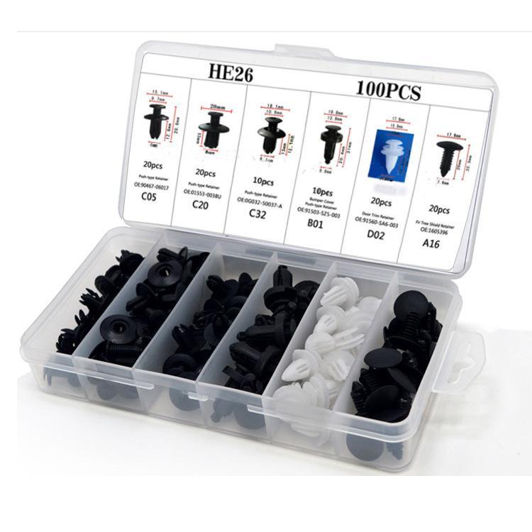 100pcs Universal Expansion Screw Clips Set for Automobiles Mudguard Leaf Plates Door Panel Clips C05 C20 C32 B01 D02 A16 Car Accessories