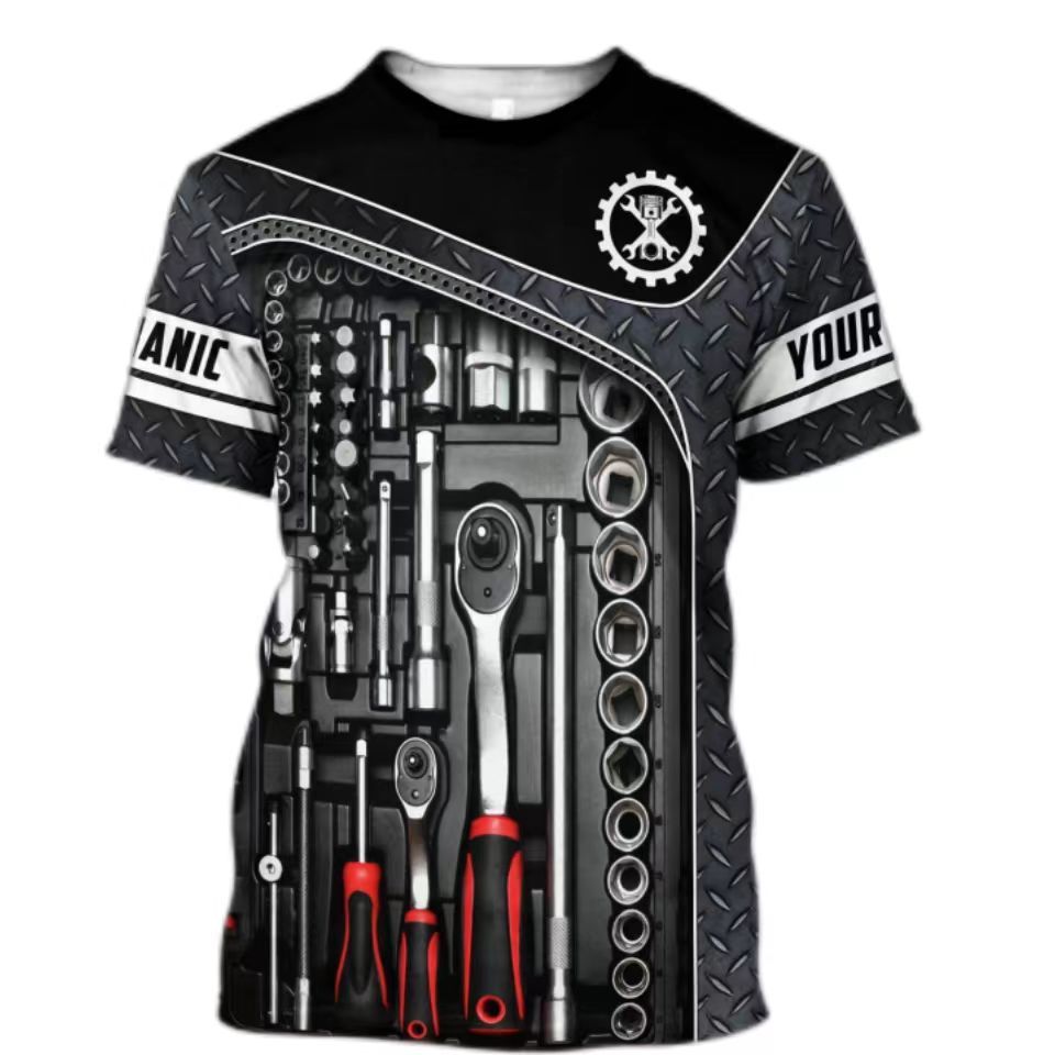 New Men T Shirt Vintage T-shirt Summer Clothing Personalized Name Mechanic