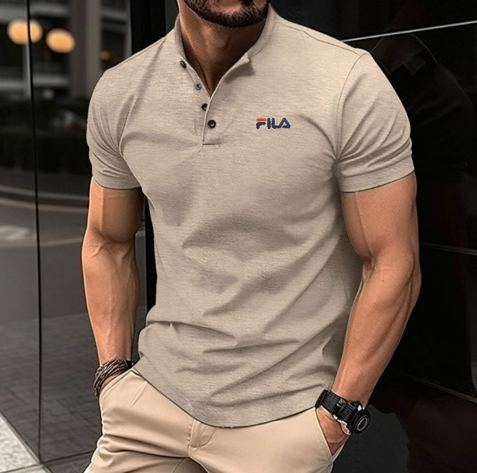2024 Fila T-Shirt Men's sports polo shirt with button Henley Neck