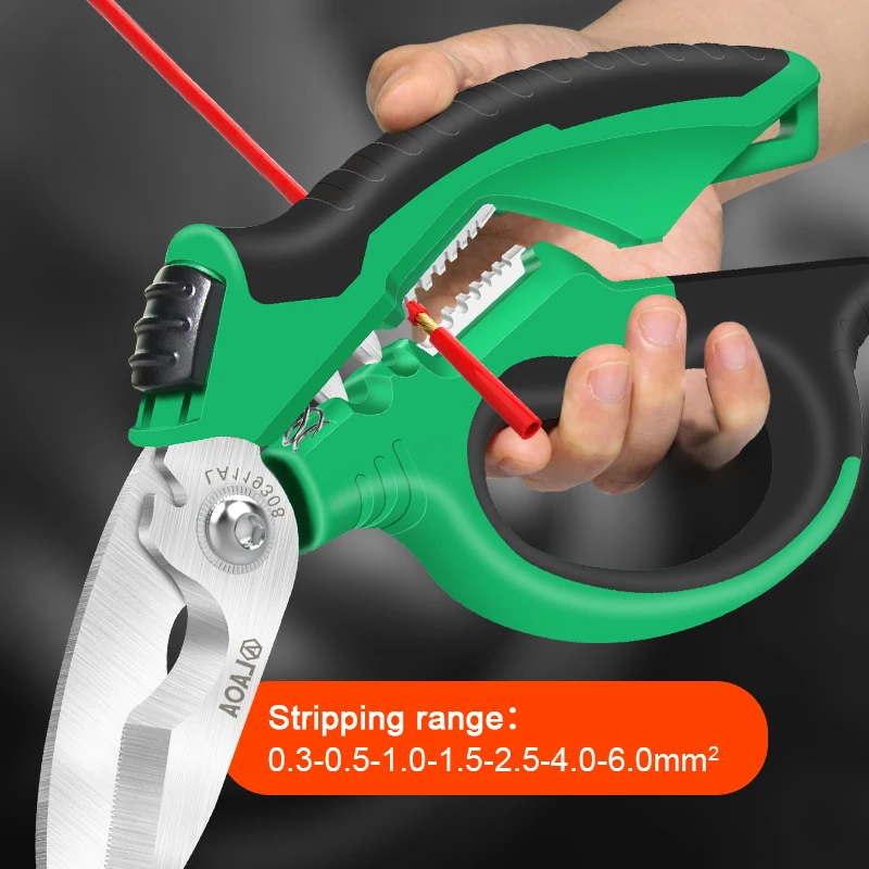 Heavy Duty Electrician's Pliers with Effort-Saving Spring Cable Crimping Tool