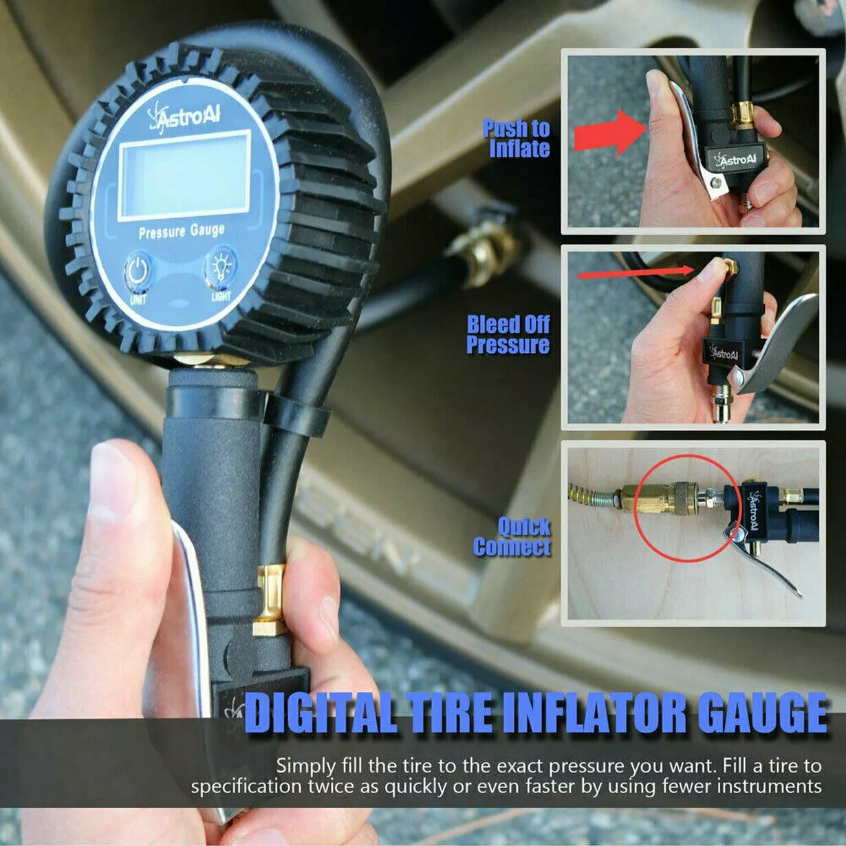 Digital Tire Inflator with Pressure Gauge