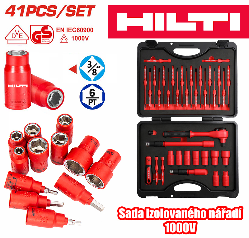  Sada ráčnových klíčů Hilti, 1000V izolovaný materiál, sada 89 kusů