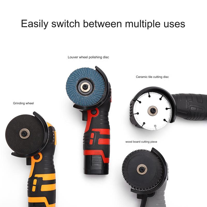 Portable Rechargeable Angle Grinder, 12V Mini Cordless Metal Cutting Machine with 2.0Ah Li-ion Battery and Charger, High Power Powerful Angle Grinder Manual Grinding and Cutting Machine