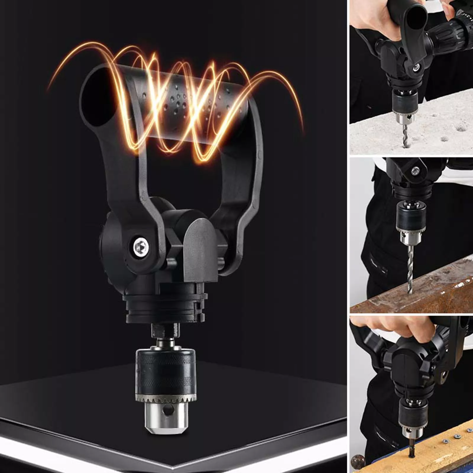 90 Degree Right Angle Drill Adapter Key Chuck Extension Holder for Electric Tool