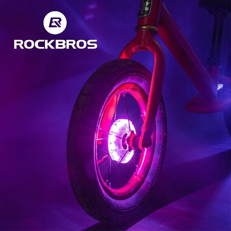 ROCKBROS Bike Wheel Hub Lights Waterproof 7 Color Flash Lights Vibration Sensing