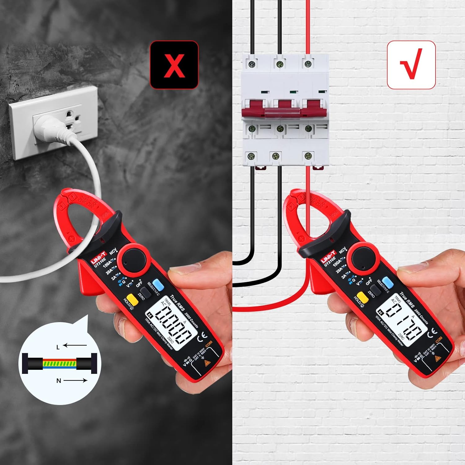 ⚡UNI-T UT210E Mini Digital Clamp Meter True RMS 👁‍🗨️AC/DC Multimeter⚡