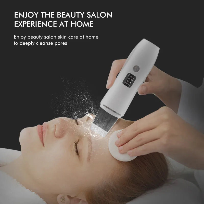 Ultrasonic Skin Scrubber with 4 Modes - Deep Cleansing Facial Spatula for Blackhead Removal and Pore Cleansing - Electric Pore Shoveling Machine