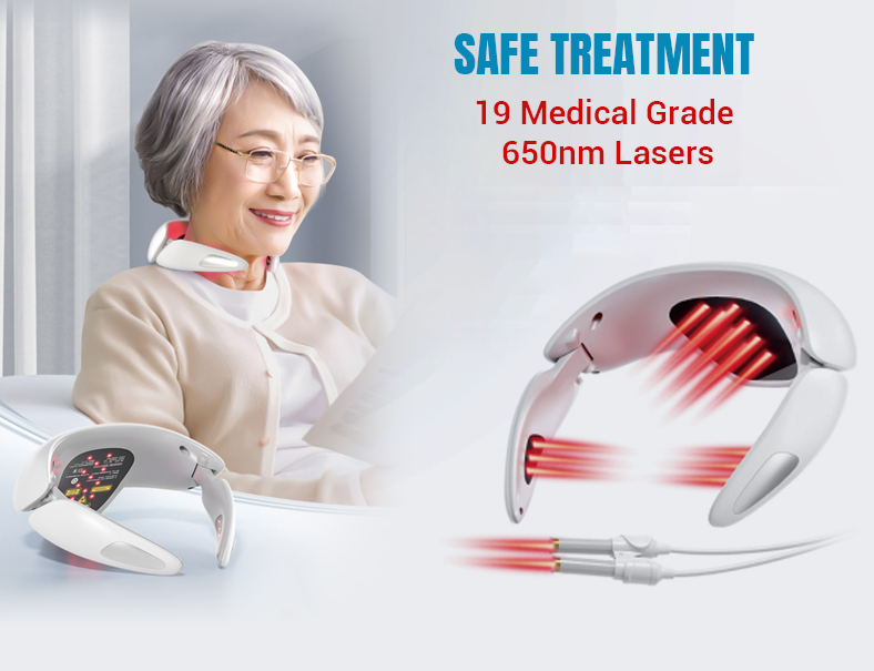 Semiconductor laser therapy device - treatment of neck, rhinitis, cardiovascular and cerebrovascular diseases