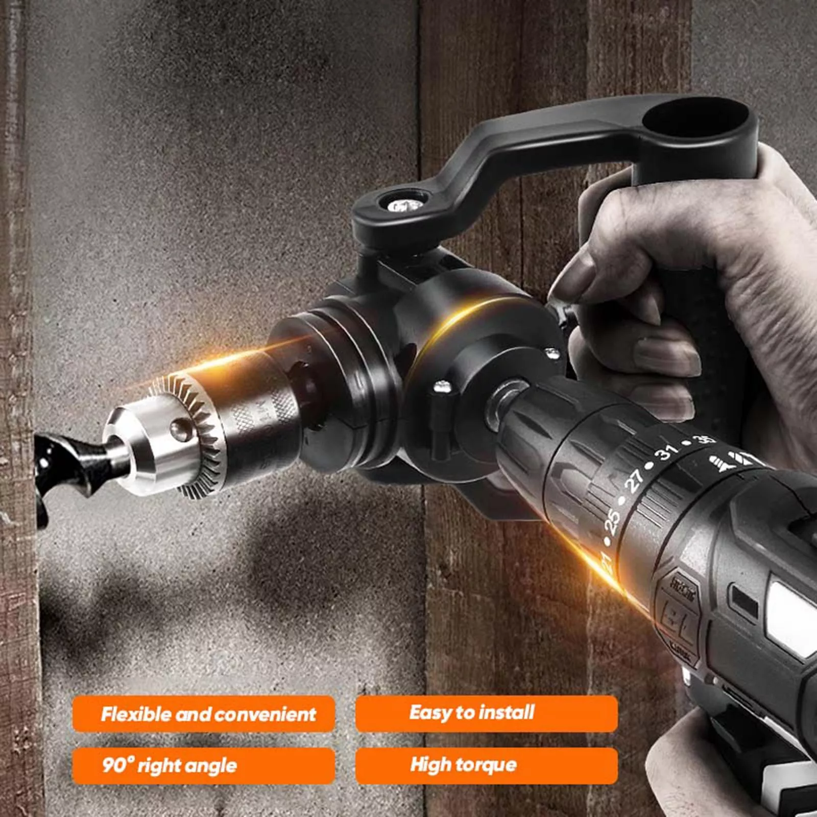 90 Degree Right Angle Drill Adapter Key Chuck Extension Holder for Electric Tool