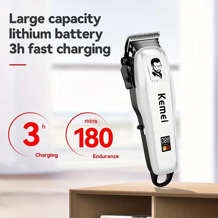 KEMEI Electric Hair Clipper, LCD Digital Display Hair Clipper, Electric Shaving Head, Professional Electric Power Clipper, Hair Salon Special