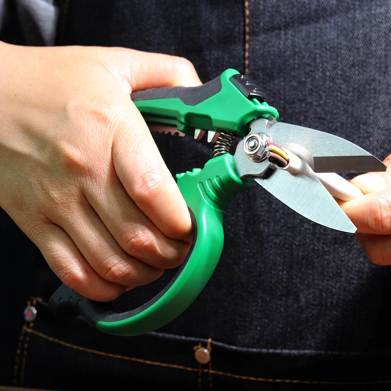 Heavy Duty Electrician's Pliers with Effort-Saving Spring Cable Crimping Tool