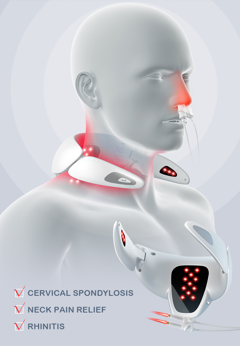 Semiconductor laser therapy device - treatment of neck, rhinitis, cardiovascular and cerebrovascular diseases
