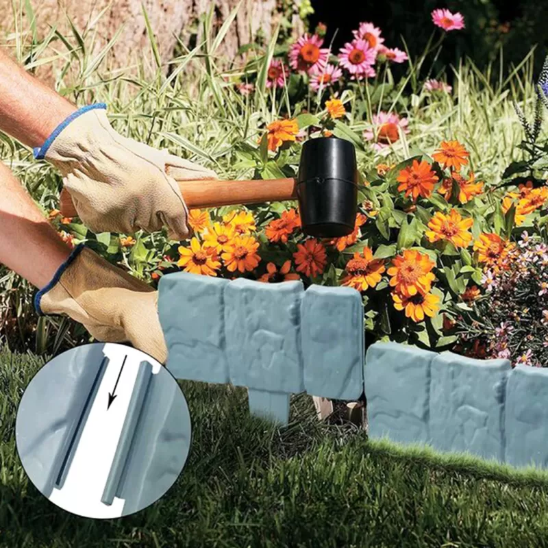 Fencify Stone Imitation Garden Fence (10 Pieces)