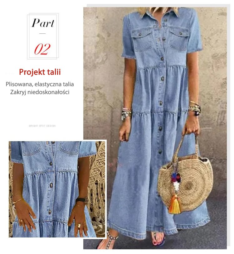 Denimowa sukienka z wieloma guzikami