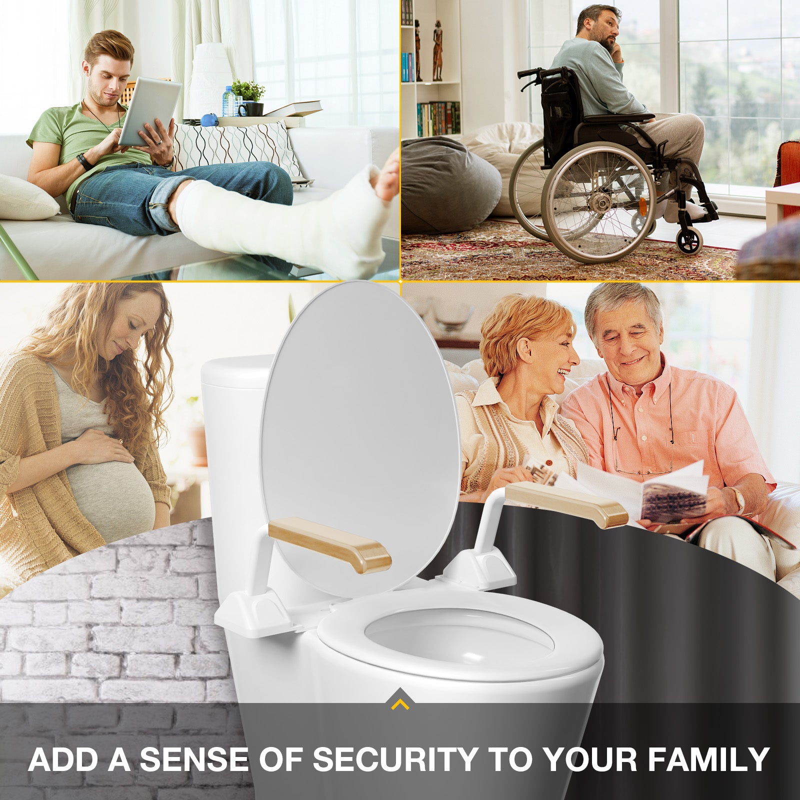 Toilet Safety Rails Frame For Seniors, Heavy Duty Adjustable Handicap Toilet Seat With Handles Over Toilet, Foldable Disabled Elderly Assistance Products, Handicap Accessories For Daily Living