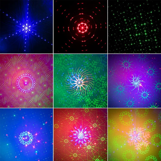 Mini DJ Disco Light RGB Laser Projetor Lamp LED 48 Patterns Sound Activated Strobe Stage Effect