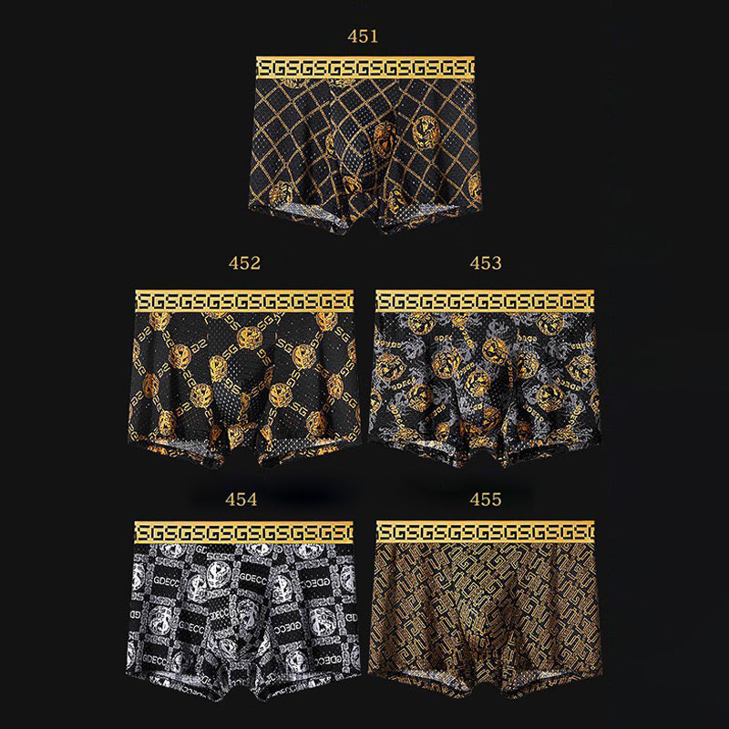 Ice Silk Mesh Men's Breathable Silk Underwear 5 Pack