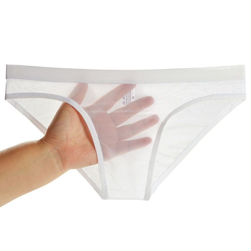 Men's seamless, ultra-thin, transparent, sexy ice silk underwear