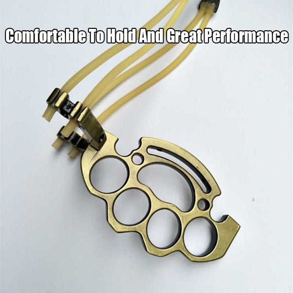 KNUCKLE BUSTER SLING SHOT - HEAVY-DUTY METAL CONSTRUCTION, STRONG RUBBER BANDS - LENGTH 6 1/4”