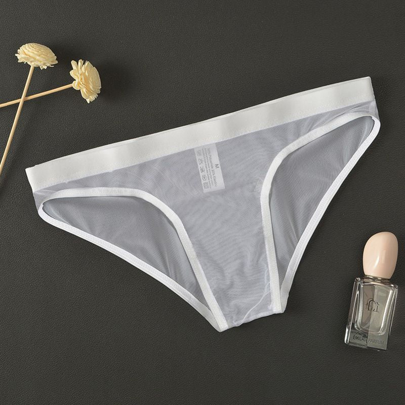 Men's seamless, ultra-thin, transparent, sexy ice silk underwear