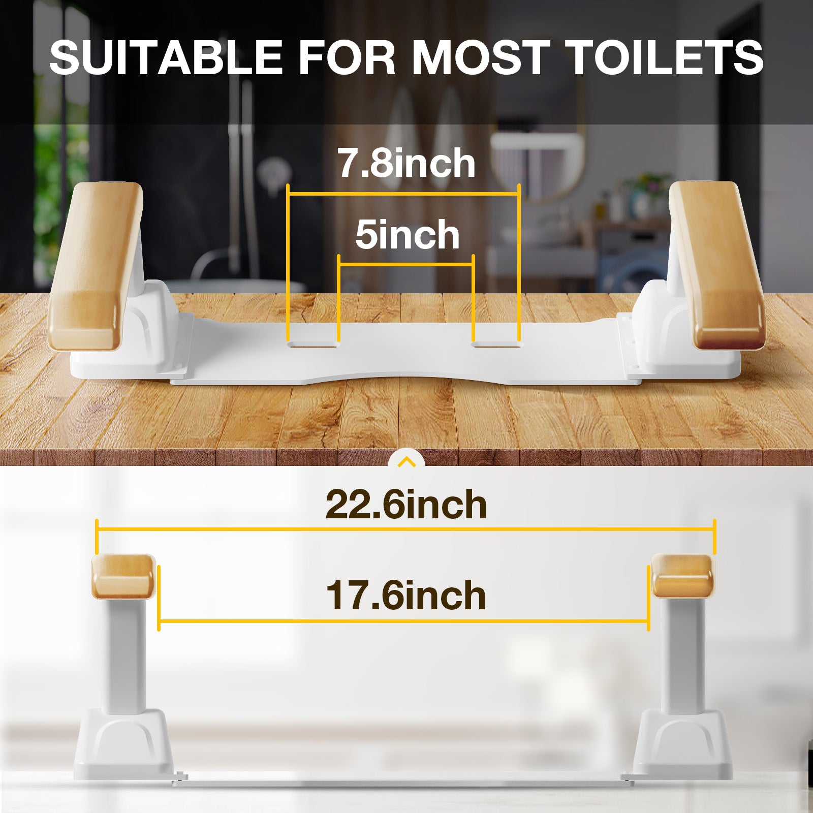 Toilet Safety Rails Frame For Seniors, Heavy Duty Adjustable Handicap Toilet Seat With Handles Over Toilet, Foldable Disabled Elderly Assistance Products, Handicap Accessories For Daily Living