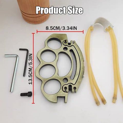 KNUCKLE BUSTER SLING SHOT - HEAVY-DUTY METAL CONSTRUCTION, STRONG RUBBER BANDS - LENGTH 6 1/4”