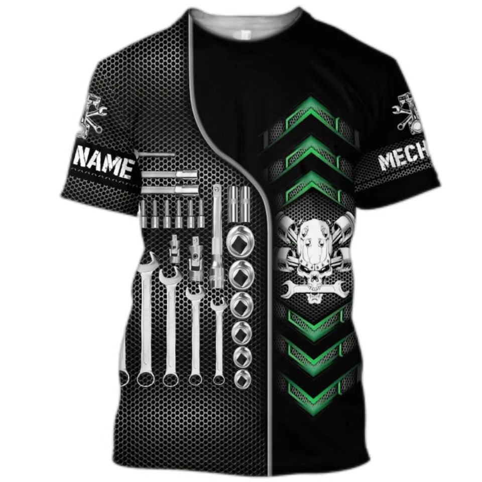 New Men T Shirt Vintage T-shirt Summer Clothing Personalized Name Mechanic