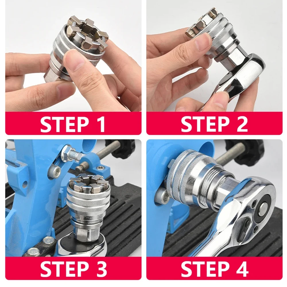 Universal wrench socket, adjustable hexagon, torque socket, ratchet, maintenance tools