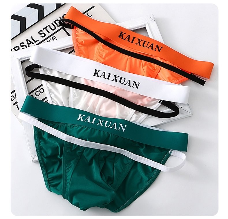 Men's Low-Waist Sexy Ice Silk Breathable 3D U Convex Briefs