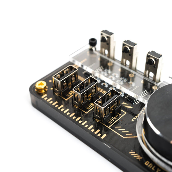 Cyberpunk geek style USB hub with adjustable volume and colorful lights