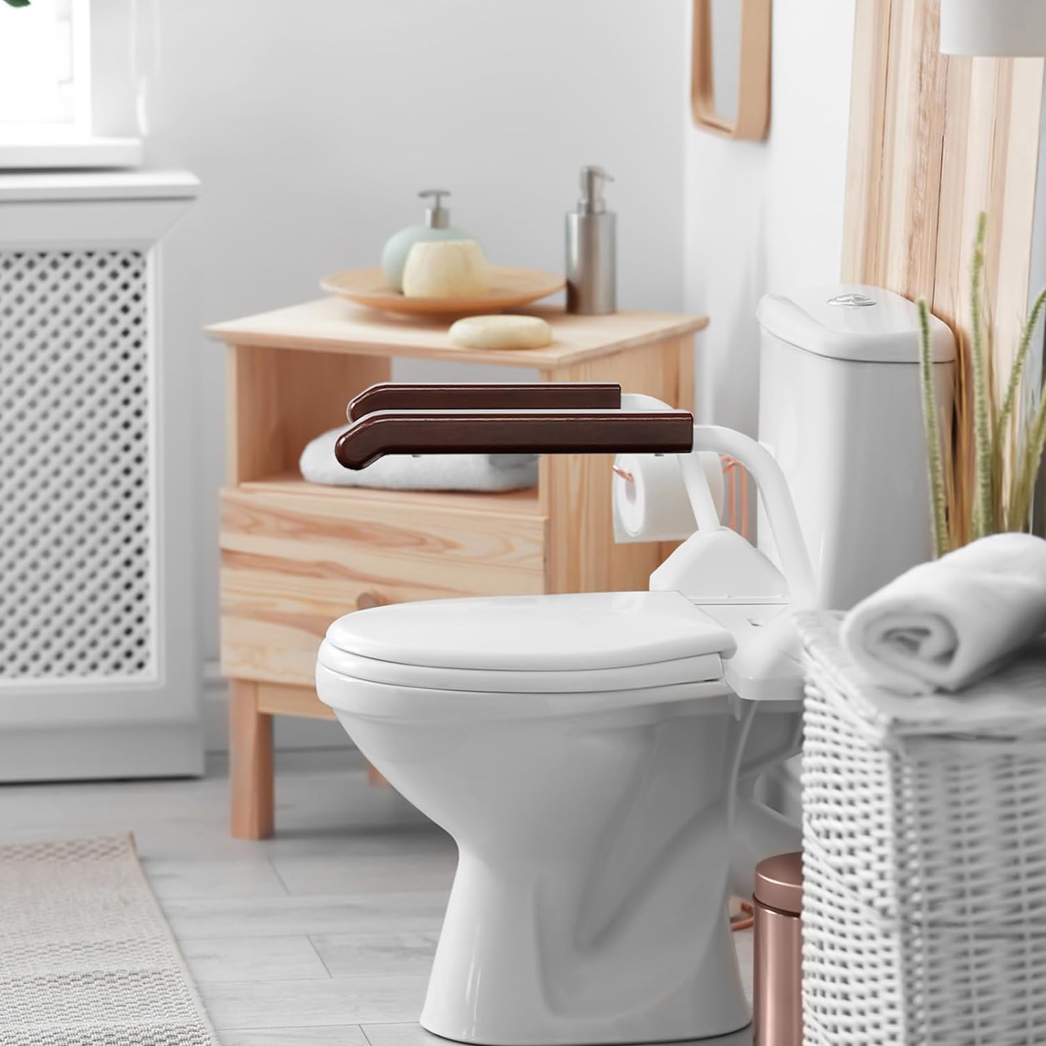 Toilet Safety Rails Frame For Seniors, Heavy Duty Adjustable Handicap Toilet Seat With Handles Over Toilet, Foldable Disabled Elderly Assistance Products, Handicap Accessories For Daily Living