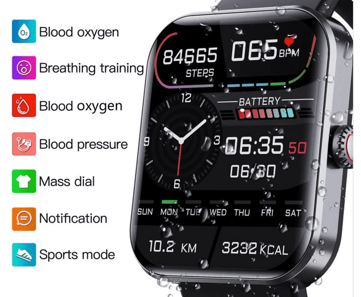 [All day monitoring of heart rate,blood sugar, and blood pressure] Bluetooth fashion smartwatch