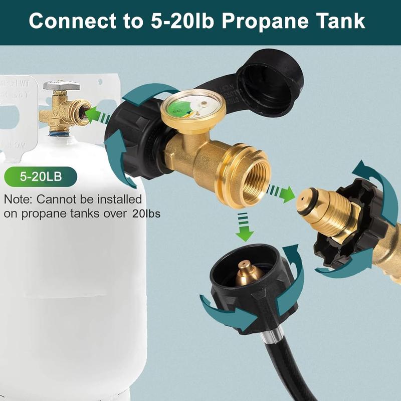 Propane Tank Gauge, Propane Level Indicator for 5-20LB Tanks, Perfect for RV Camper, Propane Heater, Fire Pit, Gas Level Indicator for Grill