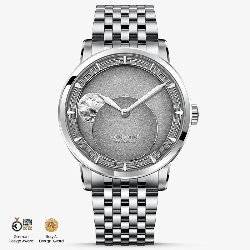 Agelocer New In Original Panoramic Luminous Moon  Phase Design  Luminous Moon Sapphire Glass