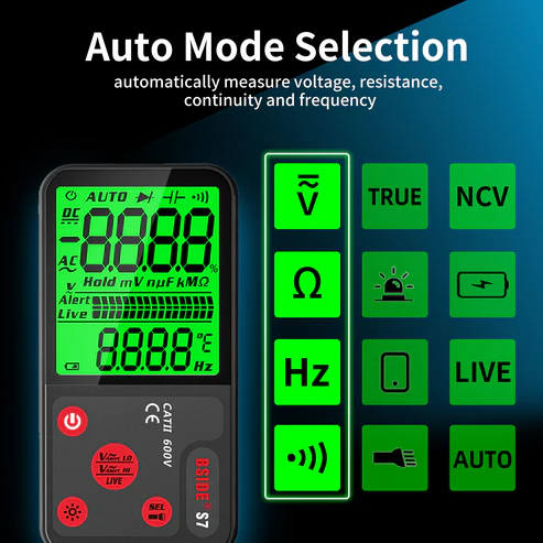 BSIDE Rechargeable Digital Multimeter Electrical Voltage Tester Pocket Smart Voltmeter Resistance Continuous Frequency V-Alert Real Time Voltage Tester with Carrying Case