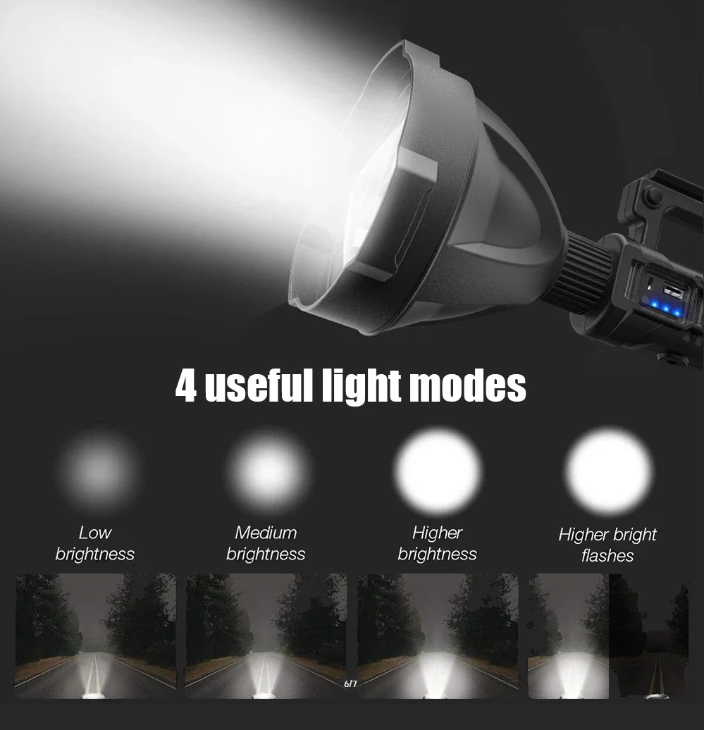 Rechargeable Handheld Spotlight Flashlight 90000 High Lumens