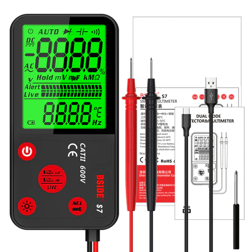 BSIDE Rechargeable Digital Multimeter Electrical Voltage Tester Pocket Smart Voltmeter Resistance Continuous Frequency V-Alert Real Time Voltage Tester with Carrying Case