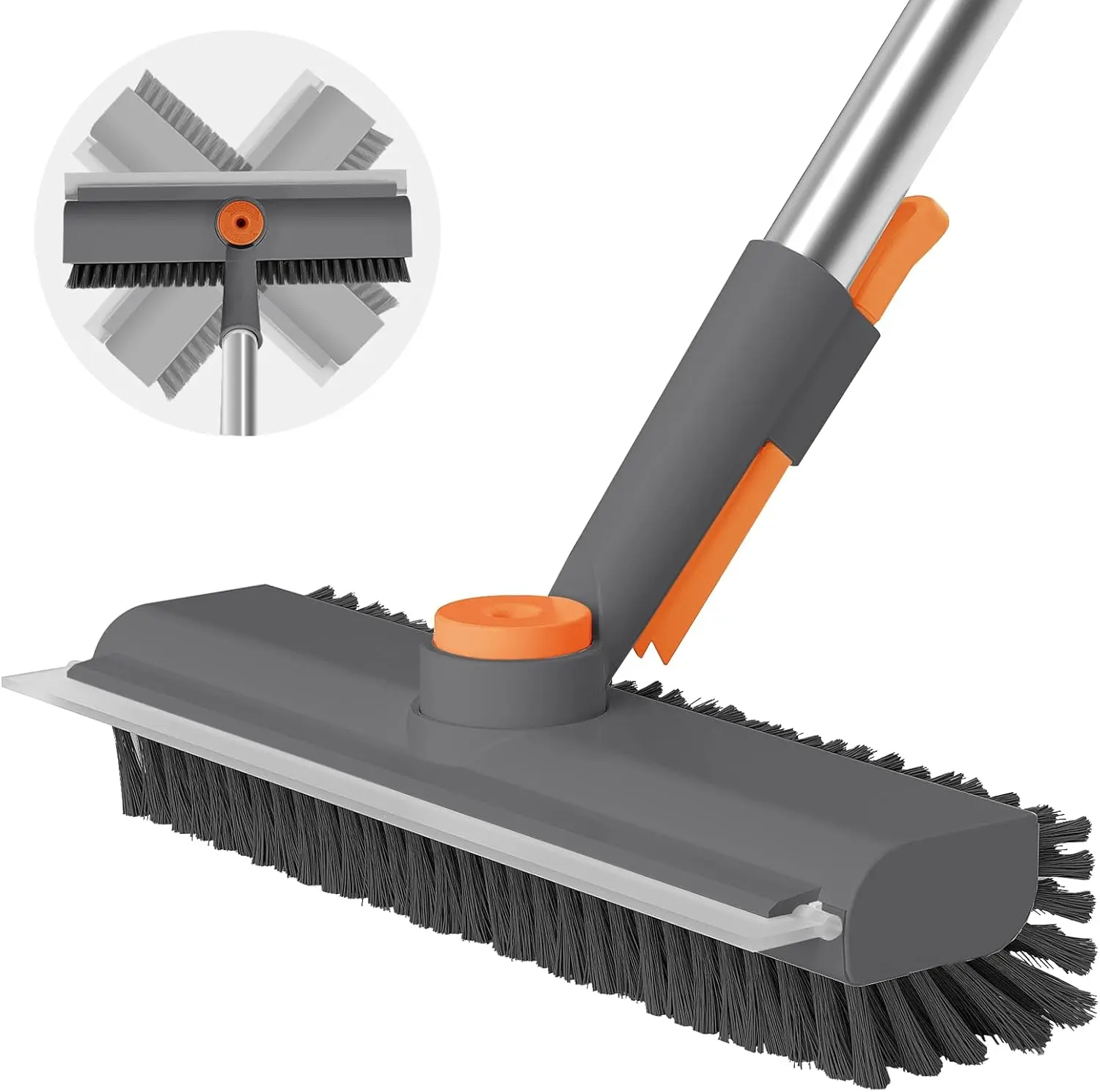 AIRU Floor Scrub Brush Bathtub Brush with Long Handle 3 in 1 Scrape and Heavy-Duty Stiff Bristle Scrubber Brush for Cleaning Shower Bathroom Patio Garage Kitchen Wall and Deck Cleaning Supplies for Home Essential Items for Home Christmas Gifts