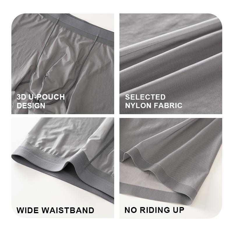 Men's Ultra-Thin Cooling Boxer Briefs Lightweight Microfiber Underwear Breathable No-Show Design Summer Comfort Birthday Gift