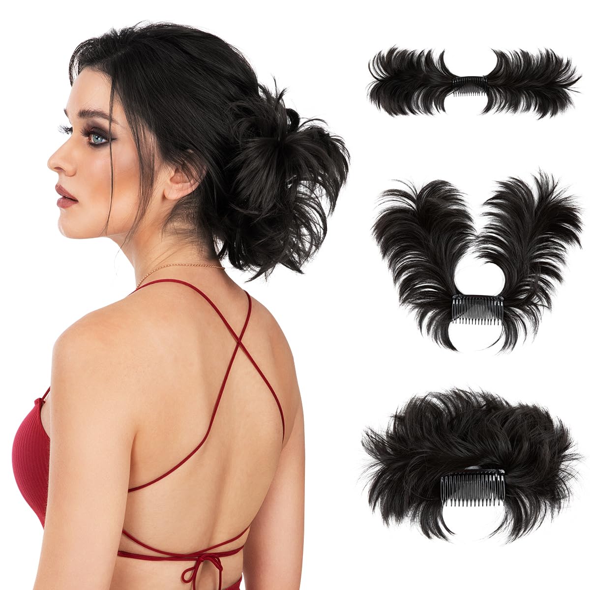 Messy Bun Hair Piece Side Comb Clip in Hair Bun Hairpiece
