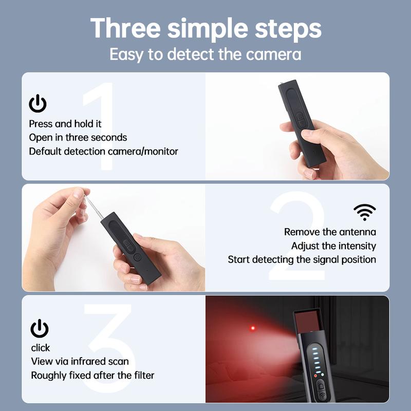 Hidden Camera Detectors ，GPS Tracker Detector with 5 Sensitivity Levels and Professional Modes for Office, Hotels, Bathroom Portable