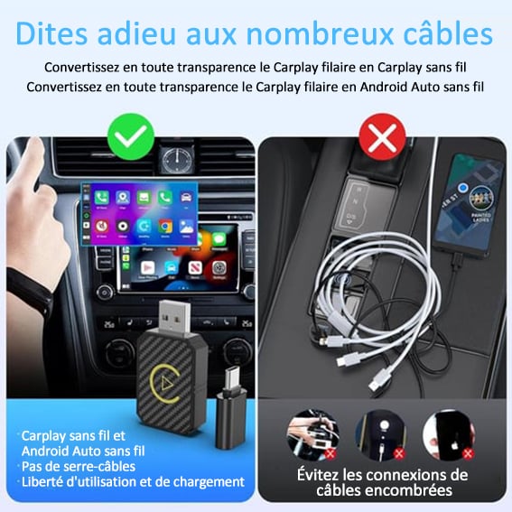 ⌛DERNIER JOUR 49% DE RÉDUCTION - Adaptateur CarPlay sans fil mini