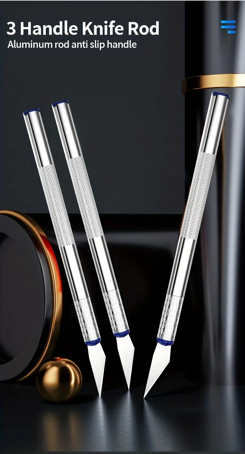 13pcs metal carving knife pen art seal cutting manual combination paper cuttings non slip gadget diy precision repair tool details 1