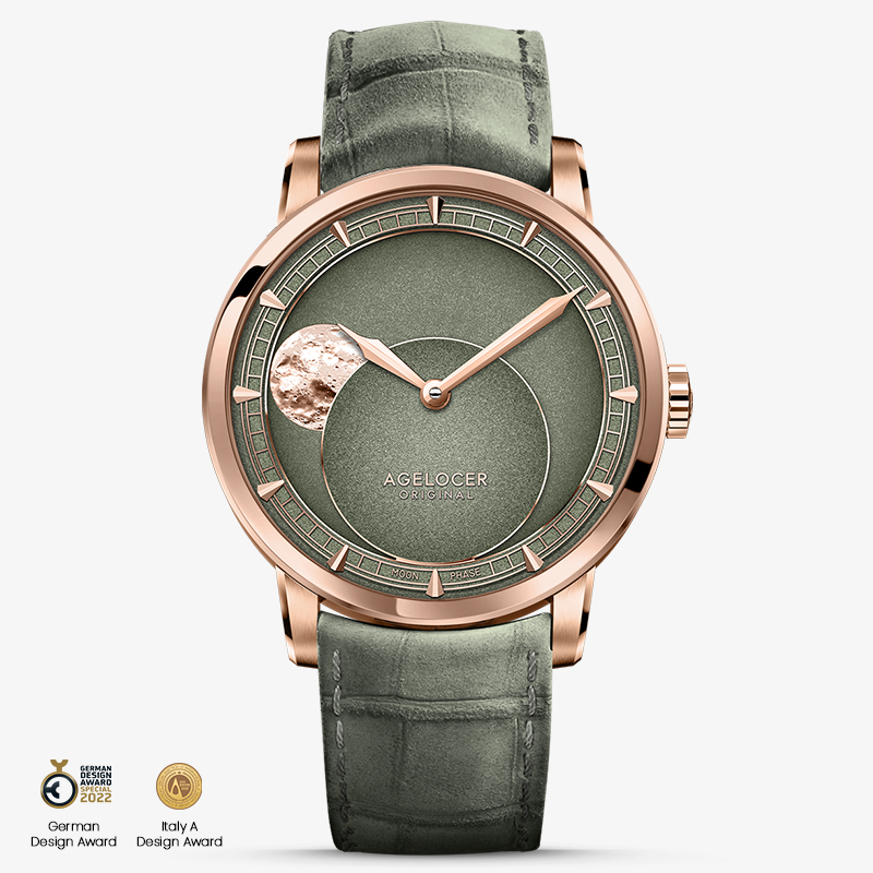 Agelocer New In Original Panoramic Luminous Moon  Phase Design  Luminous Moon Sapphire Glass