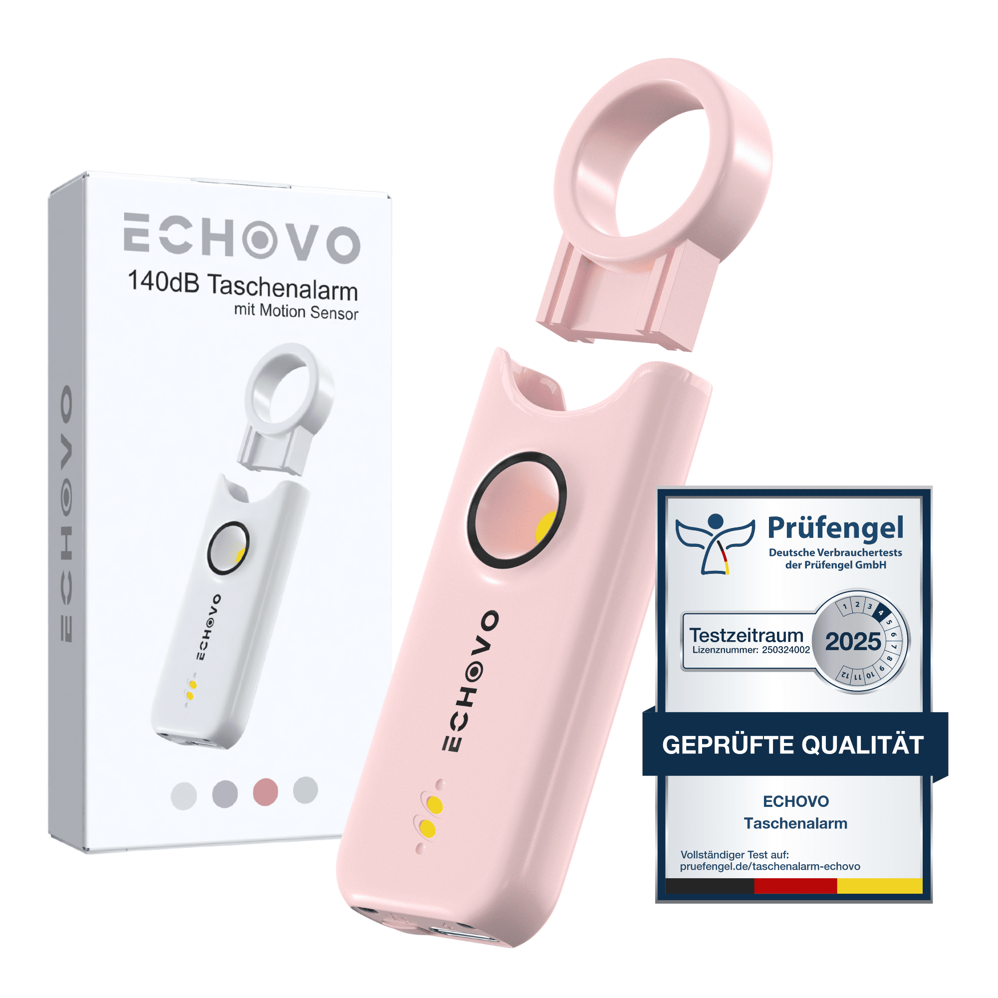 Extrem lauter 140 dB Taschenalarm mit Vibrationssensor, LED-Licht & USB-C-Aufladung