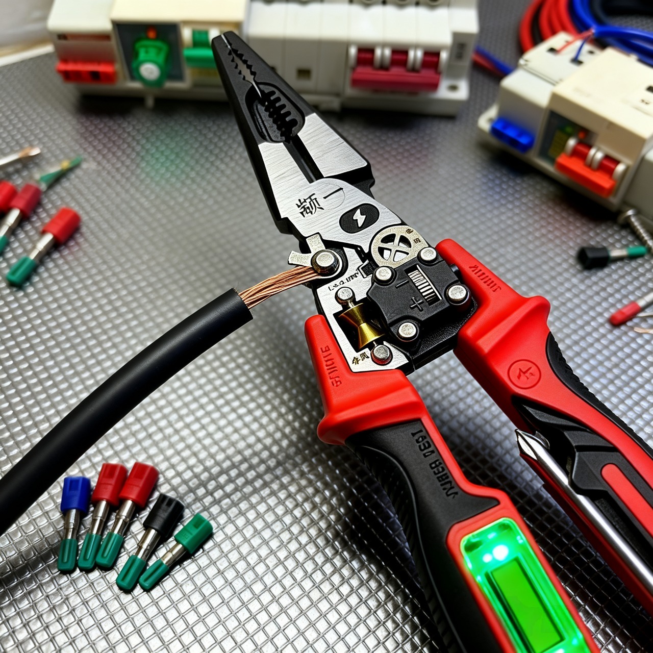 2026 Upgraded Digital Voltage Tester Pliers, 8-in-1 Wire Stripping & Crimping Tool with LCD Display, Built-in Screwdriver for Electricians & DIYers