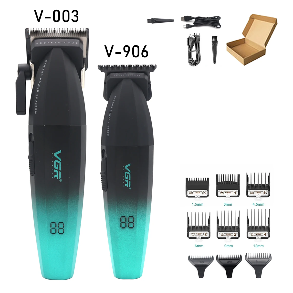 VGR Men's Full Metal Professional Hair Clipper Kit