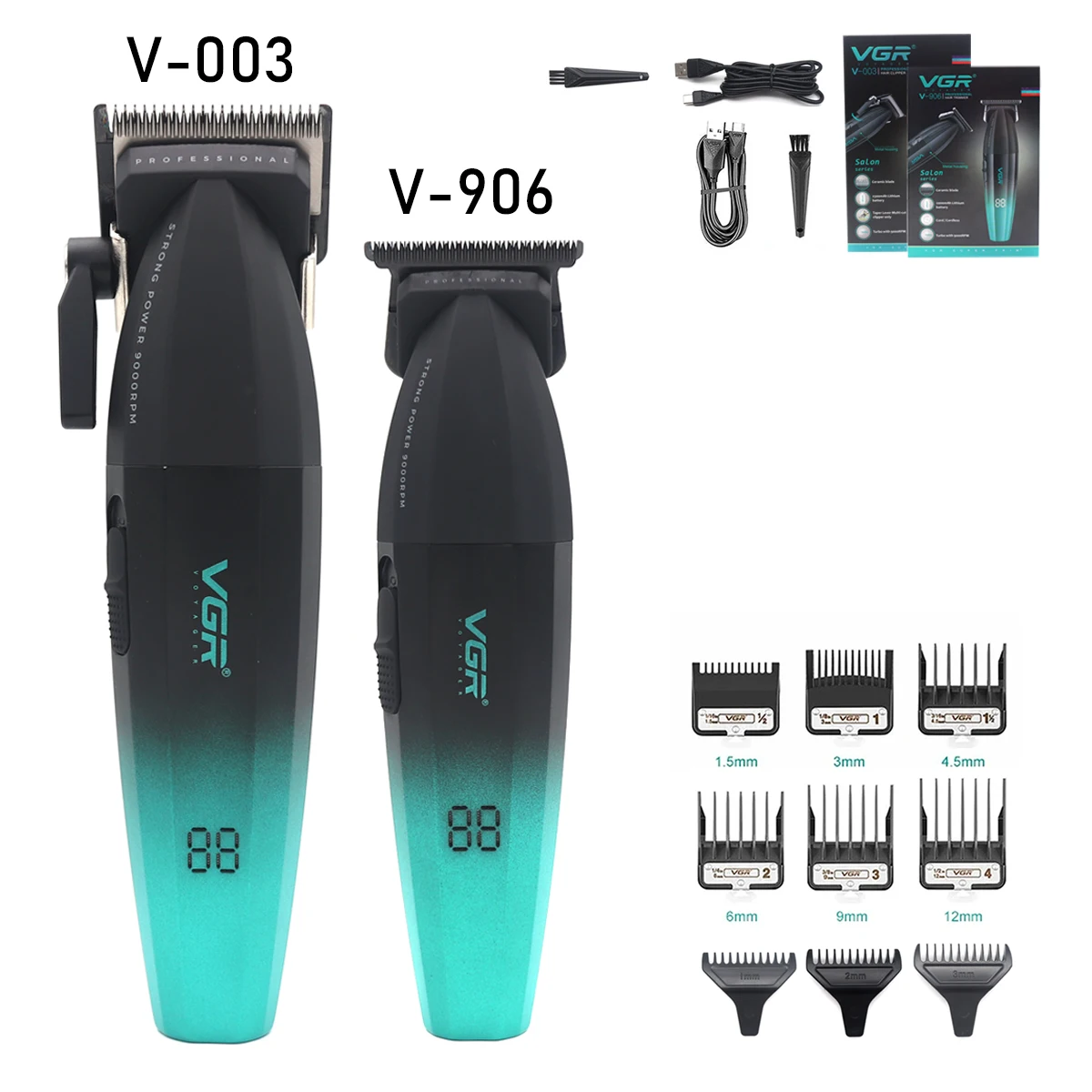 VGR Men's Full Metal Professional Hair Clipper Kit